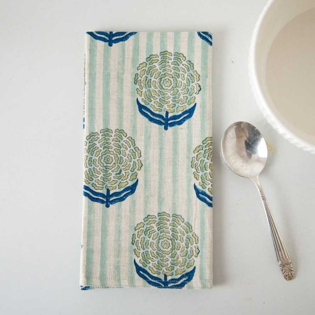 Alisha Block Printed Linen Table Napkin view 4