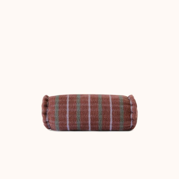 Amos Bolster Pillow Cover - Mocha / Lavender Check