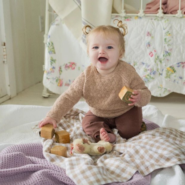 Cotton Gingham Check Baby Blankets view 2