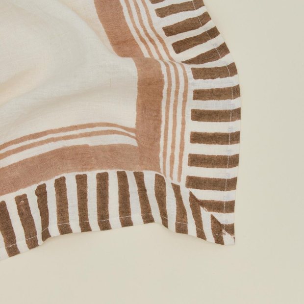 Ella Block Printed Linen Napkin - Hazelnut view 3