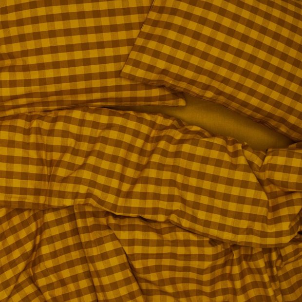 Essential Gingham Duvet - Mustard/Bronze view 2