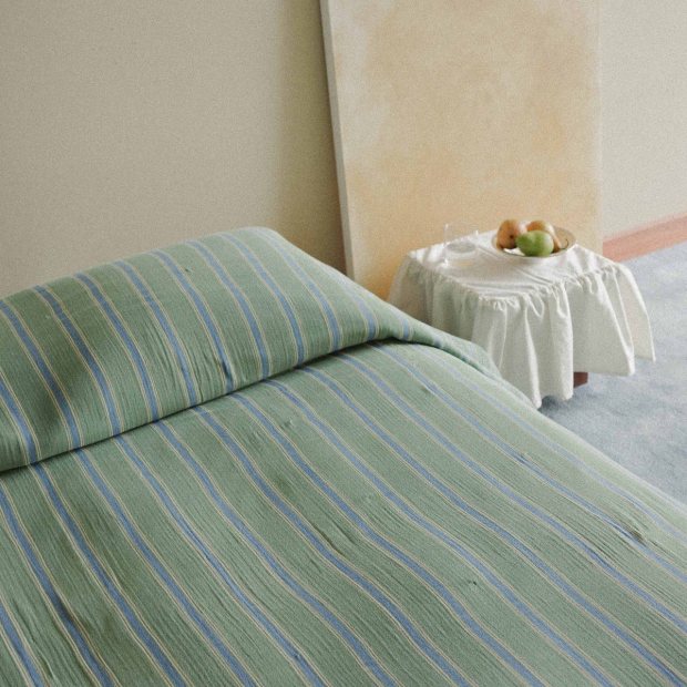 Vintage Stripe Coverlet - Jade Multi